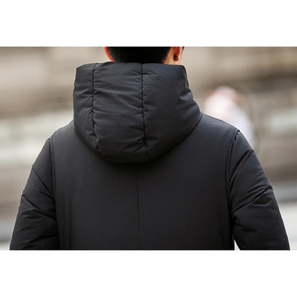 Parka vinterjakke til mænd, lang model med hætte og lommer