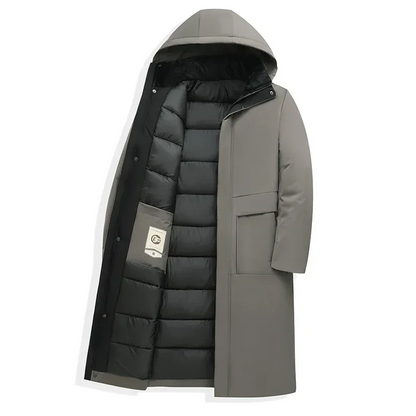 Parka vinterjakke til mænd, lang model med hætte og varmt