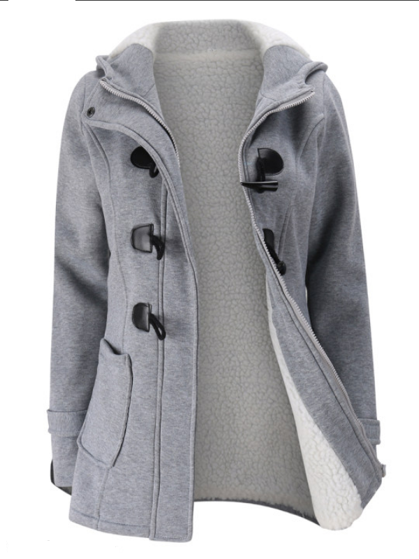 Kvindelig lang trenchcoat med hornknap