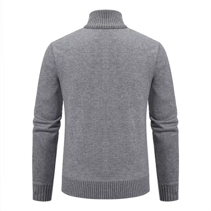 Strikket sweater med lynlås til mænd i gammeldags stil