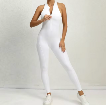 Fitness-jumpsuit med lynlås til kvinder