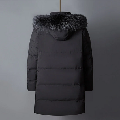 Parka vinterfrakke til mænd med pelshætte og lynlåse