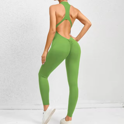 Fitness-jumpsuit med lynlås til kvinder