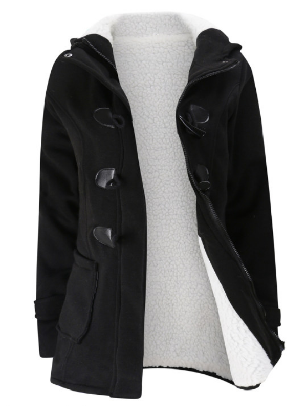 Kvindelig lang trenchcoat med hornknap