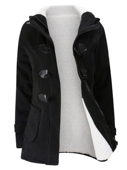 Kvindelig lang trenchcoat med hornknap