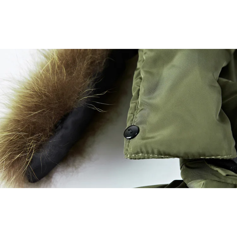 Parka vinterfrakke til mænd med pelshætte og varmt