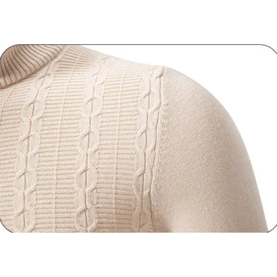 Strikket sweater med halv lynlås og col til mænd Vintertøj
