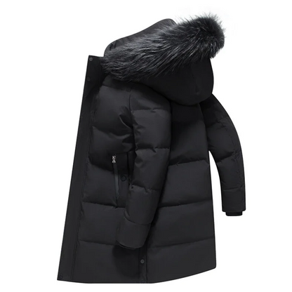 Parka vinterfrakke til mænd med pelshætte og lynlåse
