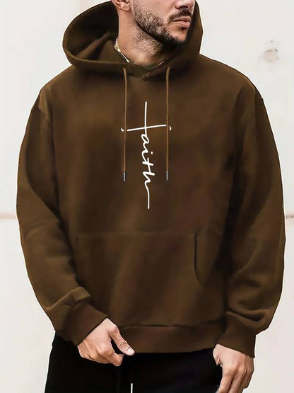 Stilfuld hoodie med Faith-print til herrer