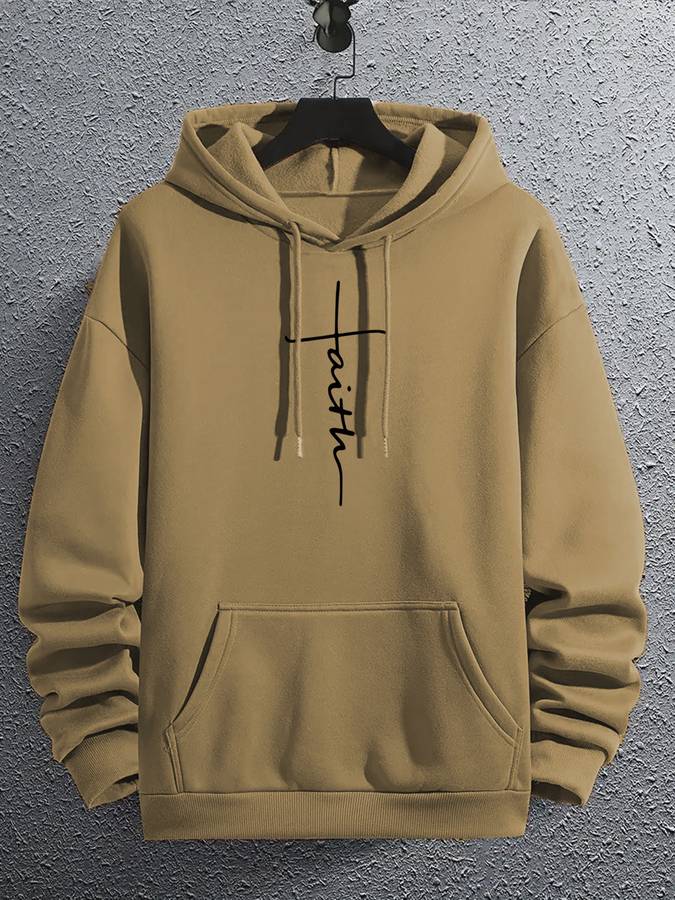 Stilfuld hoodie med Faith-print til herrer