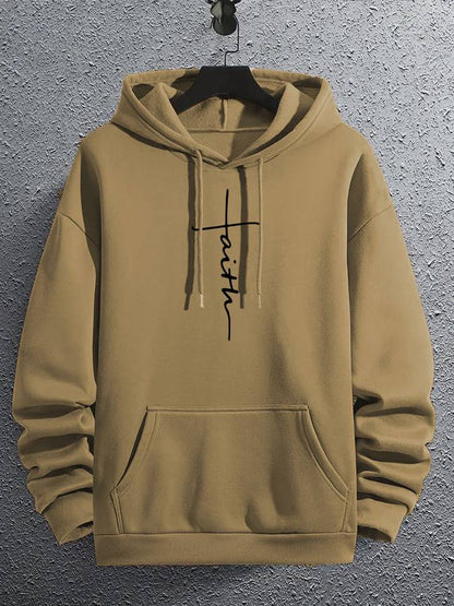 Stilfuld hoodie med Faith-print til herrer