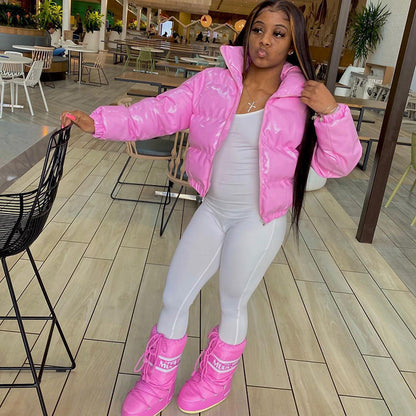 Kort pufferjakke til kvinder