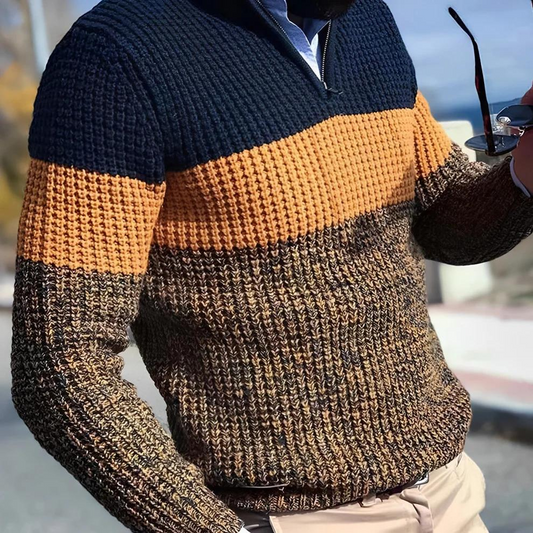 Trefarvet sweater til mænd