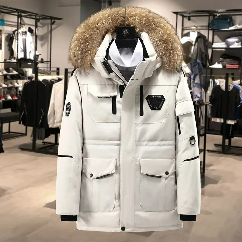 Parka vinterjakke til mænd, vindtæt med aftagelig hætte