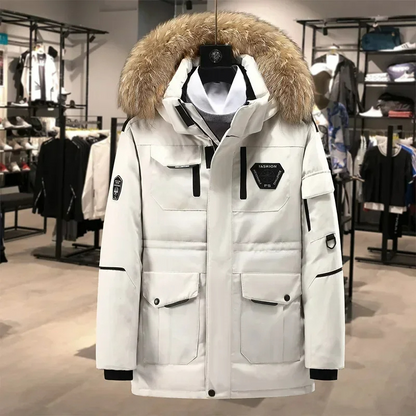 Parka vinterjakke til mænd, vindtæt med aftagelig hætte