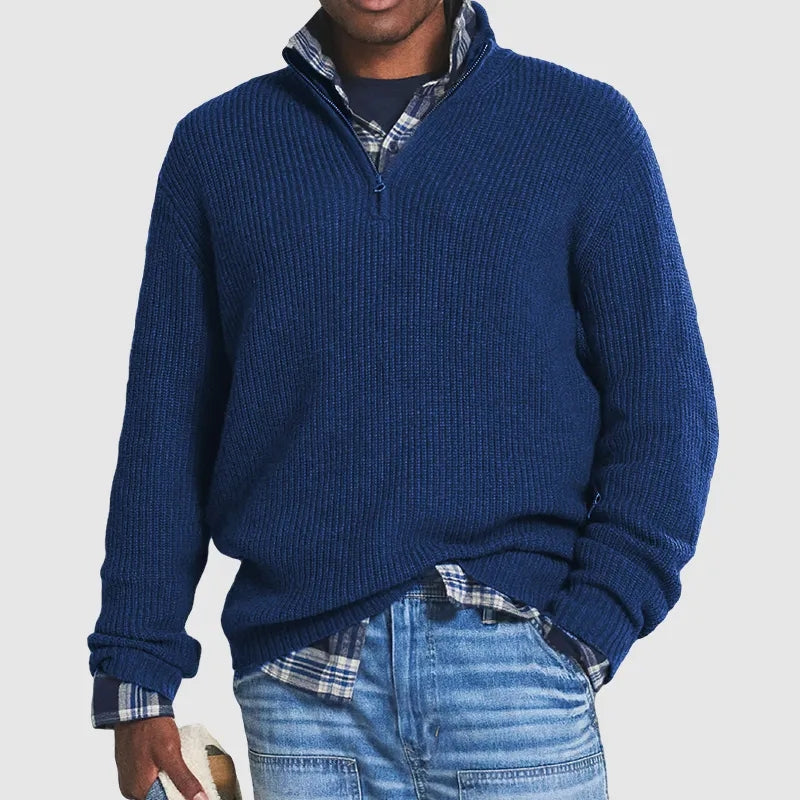 Sweater med halv lynlås til mænd