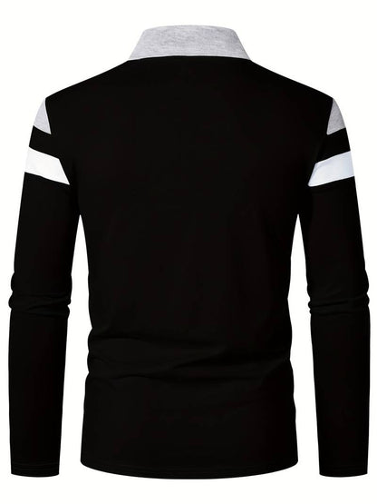 Langærmet poloshirt med lynlås til herrer