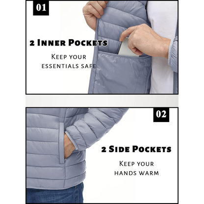 Vatteret overgangsjakke til mænd - let, varm, afslappet