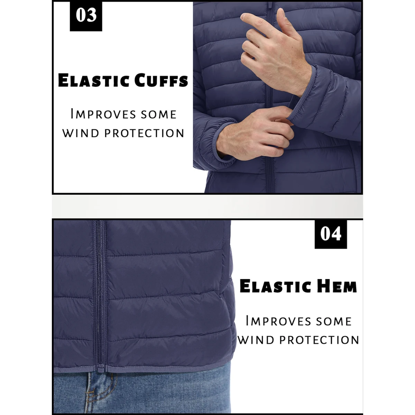 Vatteret overgangsjakke til mænd - let, varm, afslappet