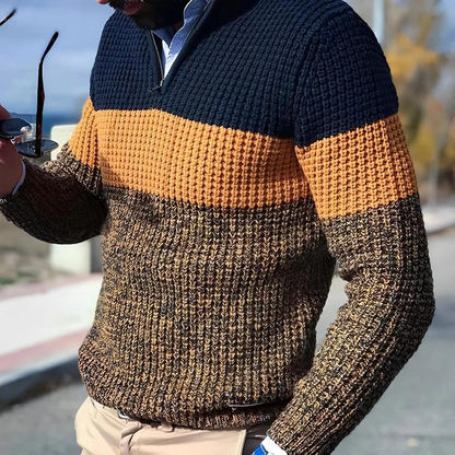 Trefarvet sweater til mænd