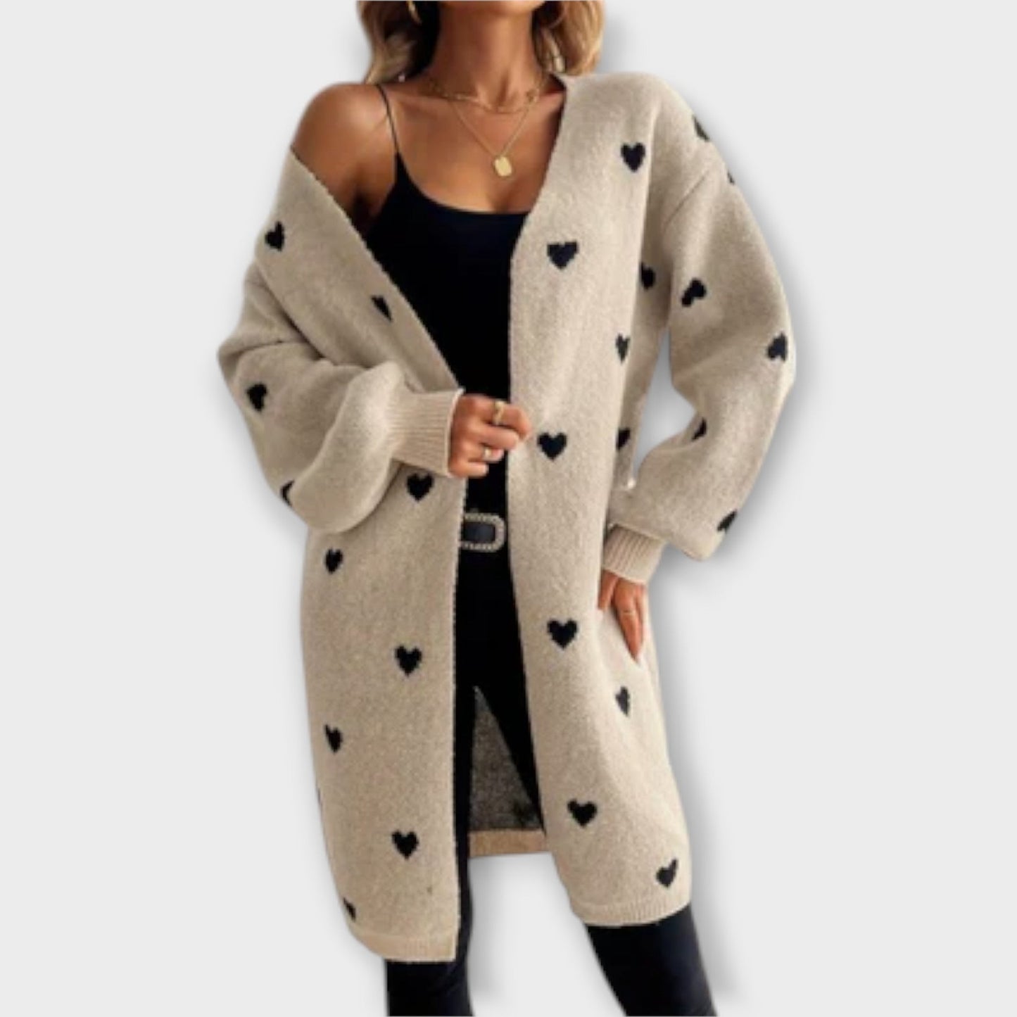 Cardigan med hjertemønster til kvinder