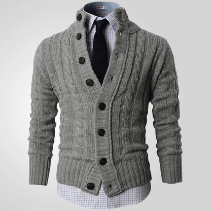 Strikket cardigansweater med knaplukning til mænd Vintertøj