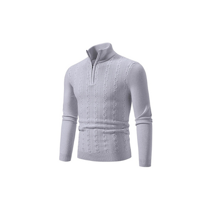 Strikket sweater med halv lynlås og col til mænd Vintertøj