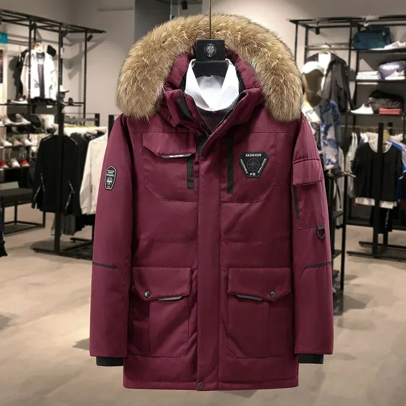 Parka vinterjakke til mænd, vindtæt med aftagelig hætte