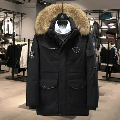 Parka vinterjakke til mænd, vindtæt med aftagelig hætte