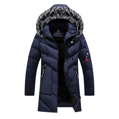Parka vinterjakke til mænd med aftagelig hætte og lynlåslommer
