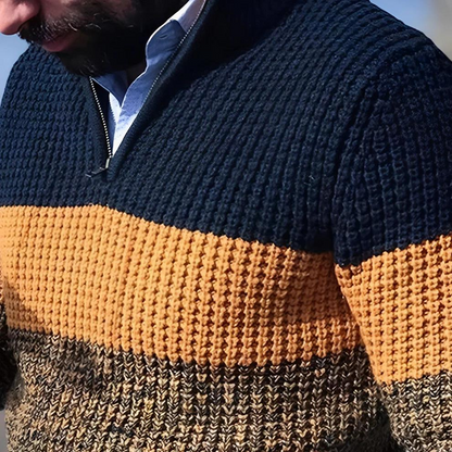 Trefarvet sweater til mænd