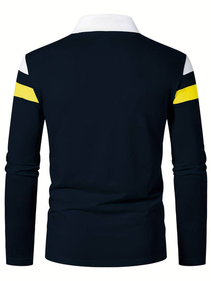 Langærmet poloshirt med lynlås til herrer