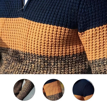 Trefarvet sweater til mænd