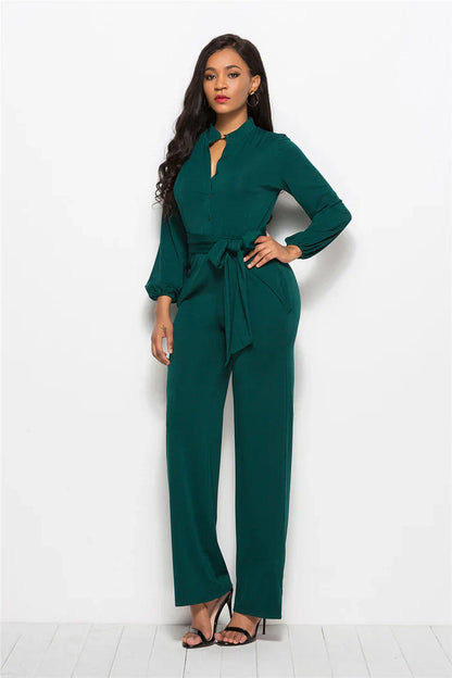 Elegant jumpsuit med krave til kvinder