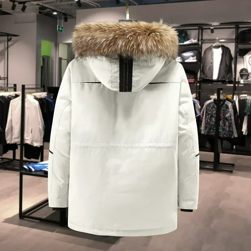 Parka vinterjakke til mænd, vindtæt med aftagelig hætte