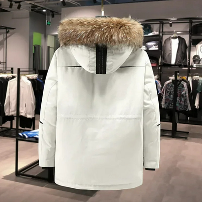Parka vinterjakke til mænd, vindtæt med aftagelig hætte