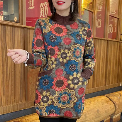 Langærmet bluse med blomsterprint