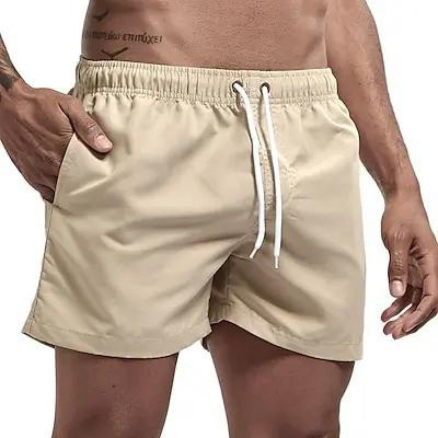 Herre hurtigtørrende badeshorts med elastisk talje