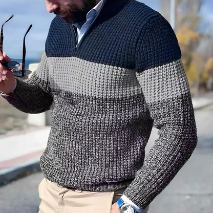 Trefarvet sweater til mænd