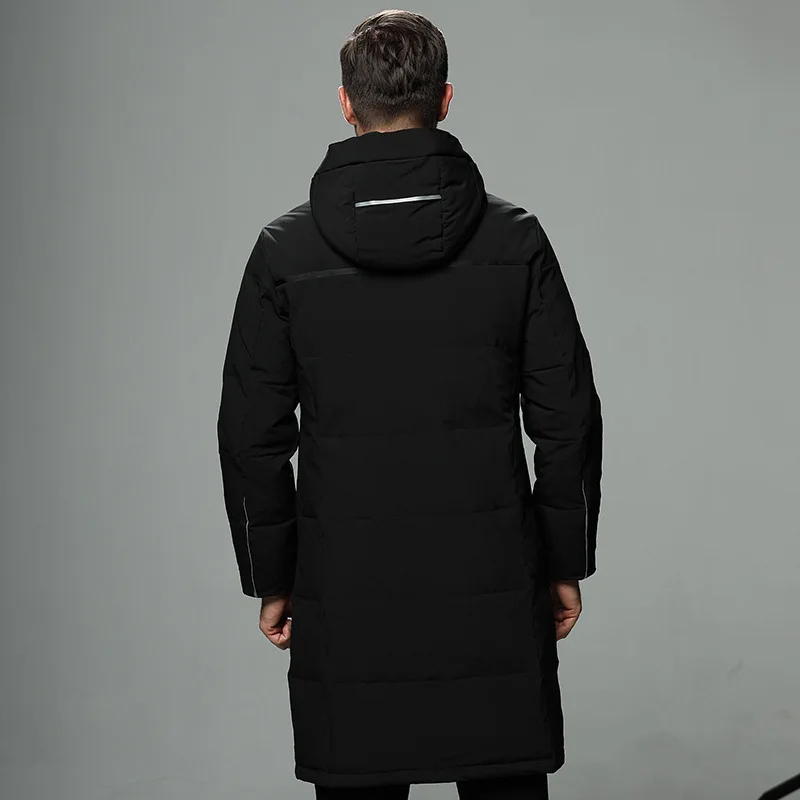 Parka vinterjakke til mænd, lang model med hætte og lynlås