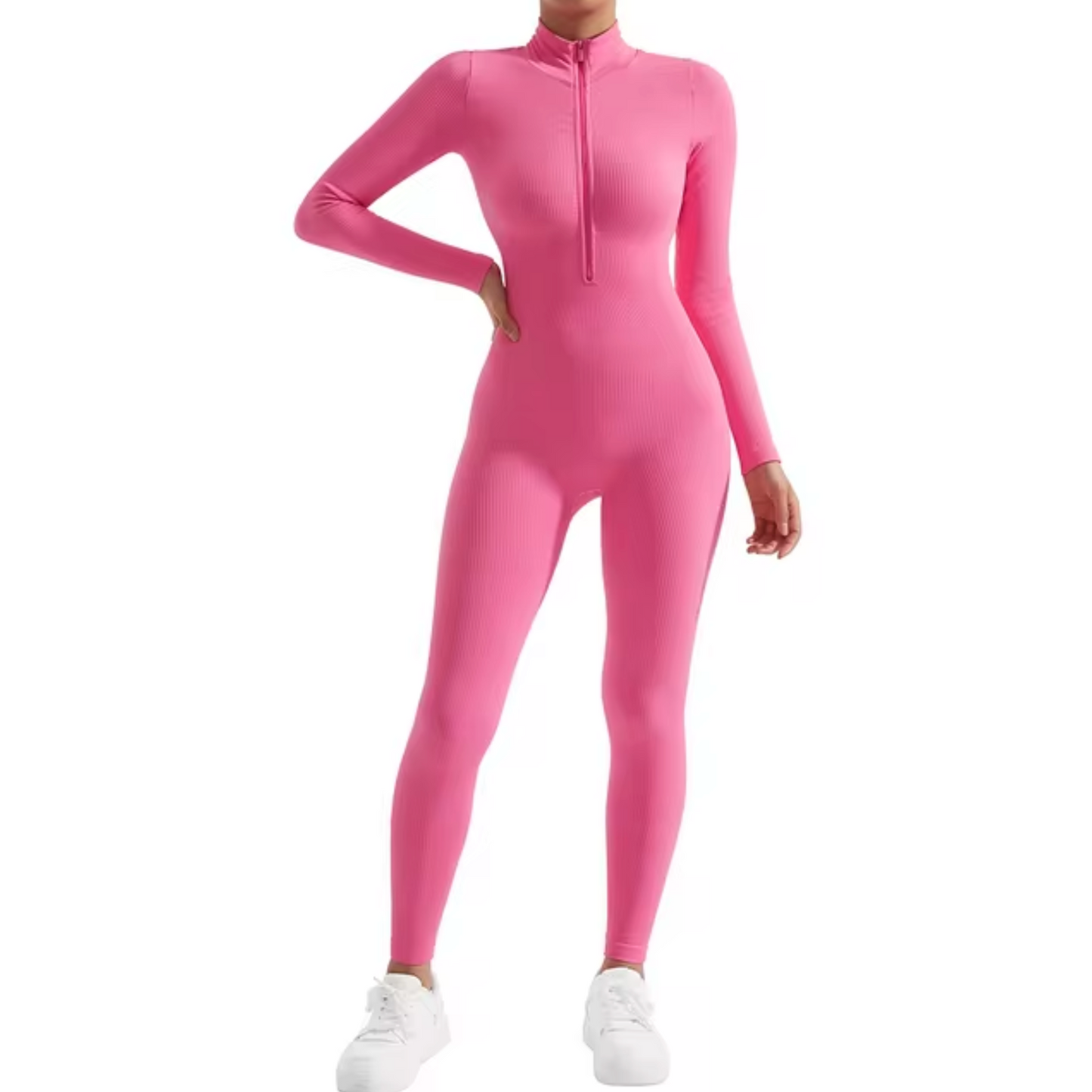 Figursyet jumpsuit med lynlås foran til kvinder
