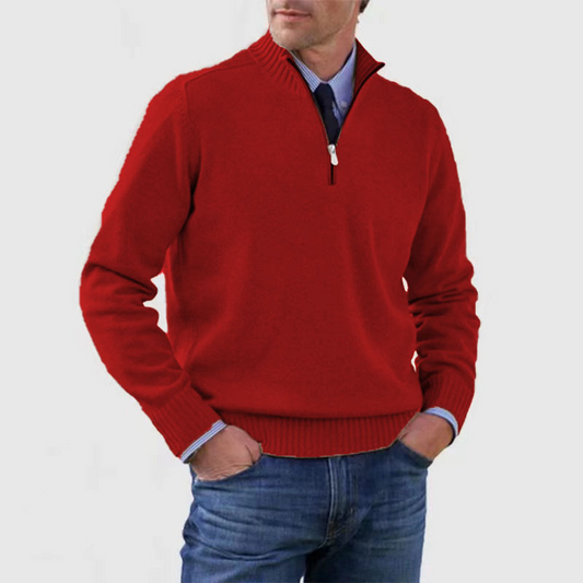 Herresweater med halv lynlås