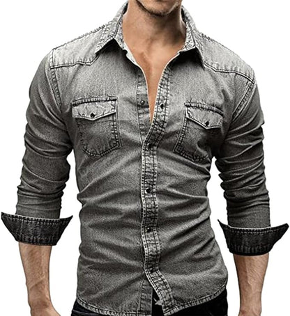 Stretch denimskjorte til herrer