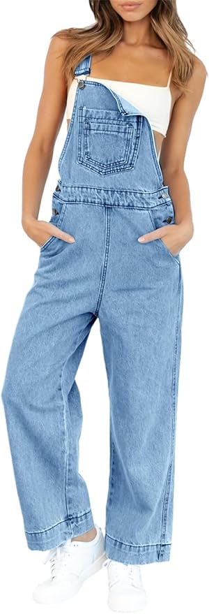 Jeans-jumpsuit med brede ben til kvinder