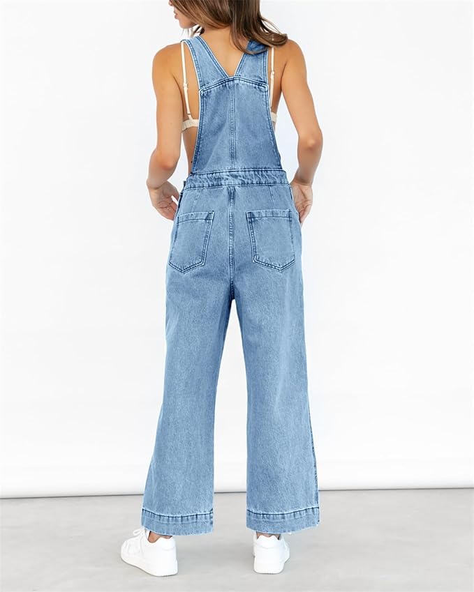 Jeans-jumpsuit med brede ben til kvinder