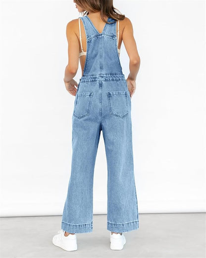 Jeans-jumpsuit med brede ben til kvinder