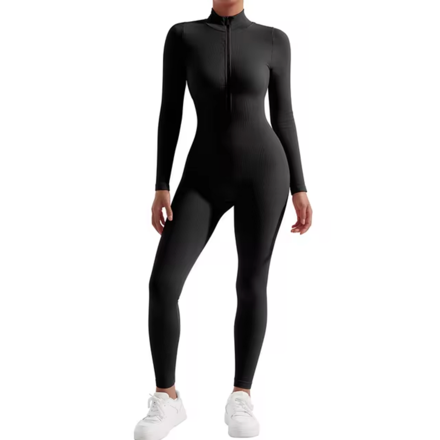 Figursyet jumpsuit med lynlås foran til kvinder