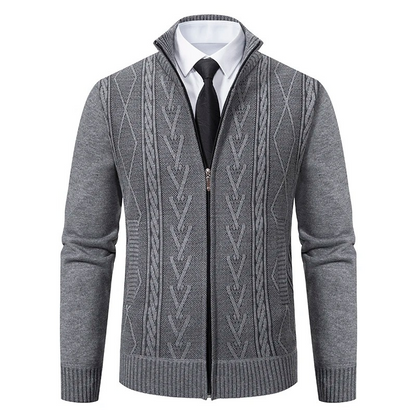 Strikket sweater med lynlås til mænd i gammeldags stil