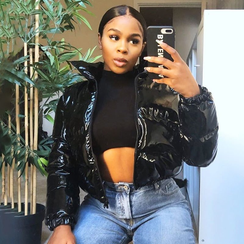 Kort pufferjakke til kvinder