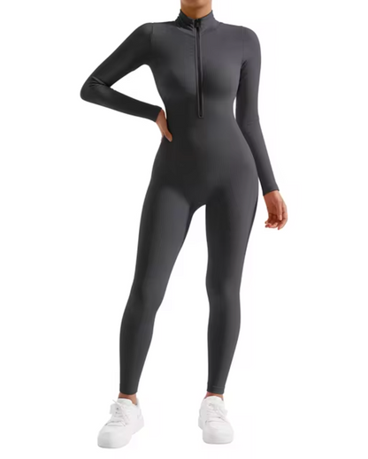 Figursyet jumpsuit med lynlås foran til kvinder